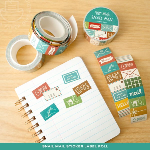 Snail Mail Sticker Roll by Abbey Sy | Tiny Journal Stickers, Junk Journal