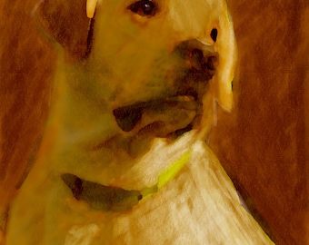 Yellow Labrador Retriever Oil Painting Portrait – Printable Wall Art, Cards & Gifts