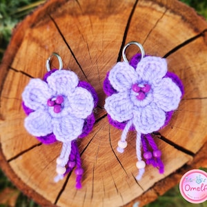 Parure de bijoux au crochet « Nuit à Casablanca » – Collier romantique bohème, boucles d&#39;oreilles et breloques de sac, faits main avec du fil de coton et des perles vintage