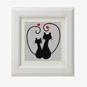 Cat with Tulips Cross Stitch Pattern: Modern Floral Design (PDF Download)