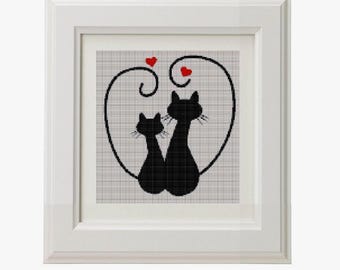 Katze mit Tulpen Kreuzstichmuster: Modernes Blumenmuster (PDF Download)