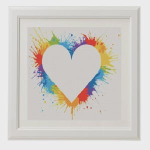 Modern cross stitch pattern watercolor Heart Love, Valentines Day embroidery design, cross stitch chart, beginner x stitch, Instant download