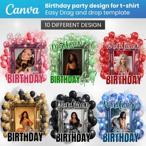 10 Birthday Party Canva Editable T-Shirt Design Bundle  | Styrofoam Cup SVG PNG | Birthday Party Shirt Sublimation |  Birthday Queen Pack