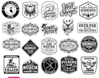 Hat Patch SVG Bundle 25 Designs | Funny Hat Patch SVG, Leather Patch SVG, Badge Svg, Laser Cut Files | Cricut & Silhouette |Digital Download