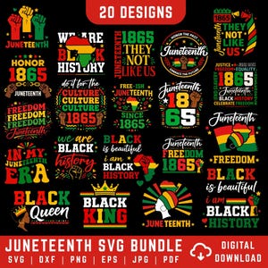 Juneteenth SVG Bundle | Black History SVG | Freedom 1865 Designs | Juneteenth Shirt Cut Files | Cricut SVG Instant Download