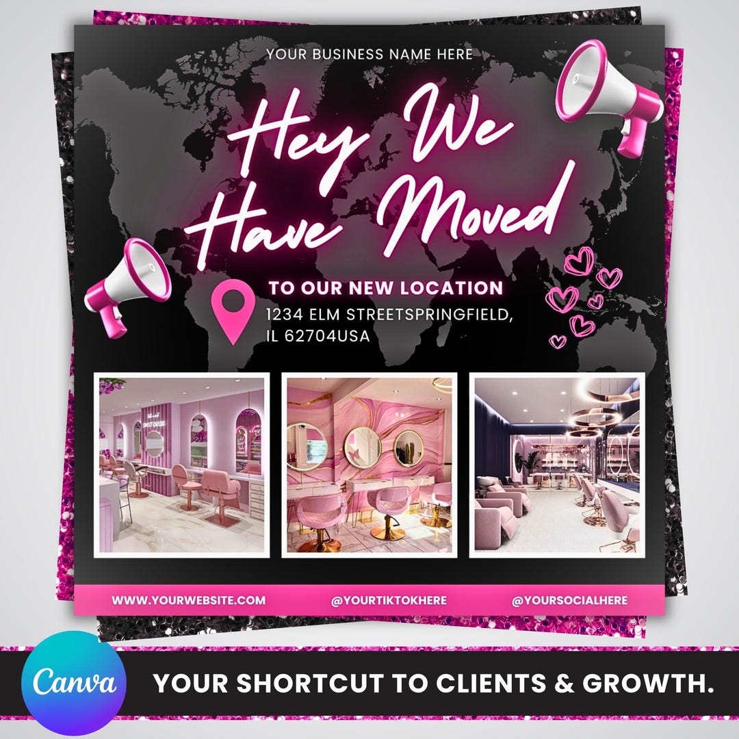 We Have Moved Canva Template, Editable Business Relocation Flyer ...