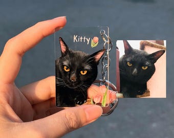 Custom Pet Acrylic Keyring | Cat Dog Rabbit Portrait Gift Keychain |  Pet Memorial Gifts