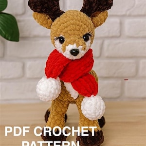 Crochet Reindeer Pattern, Amigurumi deer PDF, Christmas Plush Toy Pattern, Velvet Yarn Reindeer Tutorial, Holiday Decor DIY, X-mas Deer