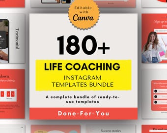 Life Coaching Instagram Templates Bundle | Mental Health Canva Template for Coaches