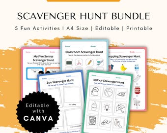 Editable Scavenger Hunt Templates Screen-Free Kids Activities (Printable PDF & Canva)