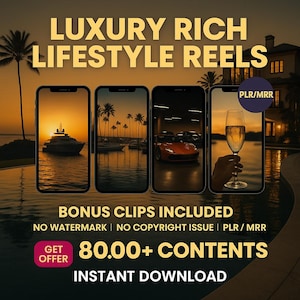 70,000+ Luxury Lifestyle Reels Bundle: Cars, Yachts, Jets (Digital Download)