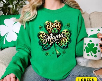 Mama Shamrock Sweatshirt Mom St. Patrick Day Comfort Colors Shirt Irish Mama Sweater Lucky Mam Shirts