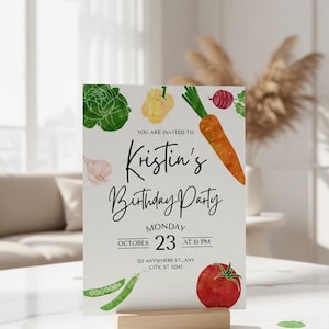 Invitación de cumpleaños de huerto: Fiesta en la granja Invitación fresca de Little Sprout Farm Cumpleaños de verduras Cumpleaños del huerto