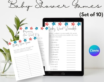 4th of July Baby Shower Games | Patriotic America Birthday Party Games | Patriotic Baby Shower Game Red White Blue Baby USA Theme Baby Show