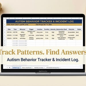 ABA Therapy Session Log & Autism Progress Tracker | Google Sheets | Behavior Log | IEP | Autism Parent Planner