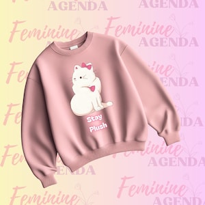 Sudadera de anime de gato kawaii, suéter de peluche, suéter de gatito de anime, suéter de dibujos animados japoneses, sudadera acogedora de gato