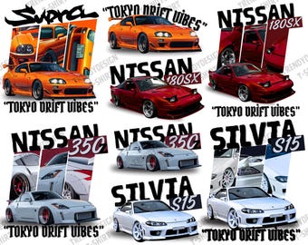 JDM Car Poster Bundle: Tokyo Drift Supra, Nissan Art (Digital Download)