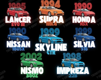 JDM Car PNG Bundle: Japanese Sports Car T-Shirt Designs (Digital Download)