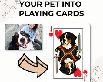 Custom Pet Portrait playing cards. A Unique Photo Gift For Pet Lovers.