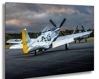 P51 Mustang Airplane Photo Monroe Airshow North Carolina Vintage Fighter Plane Aviation Wall Art WWII Warbird Aircraft Propeller Print