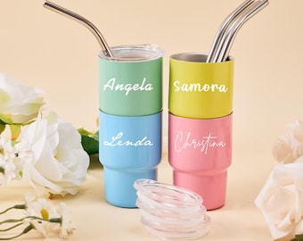 3oz Personalized Mini Stainless Steel Tumbler, Shot Drinkware, Gift for Friends & Bridesmaids, Unique Customizable Gifts for Any Occasion