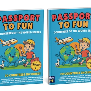 Passport to Fun: Countries of the World (Parts 1 and 2) 40 Countries Coloring Pages for Kids Ages 1-6 Coloring Books - DIGITAL DOWNLOAD ONLY