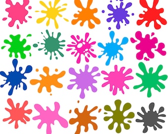 Colorful Paint Splatter SVG Bundle: Ink Splatter Clipart (Digital Download