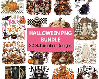 Halloween PNG Bundle Boho Ghost Clipart Pumpkin Patch Sublimation Designs Farmhouse Halloween Shirt PNG Retro Cute Ghost Digital Download