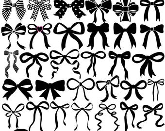 Ribbon Bow SVG Bundle, Cherry Bow Clipart, Checkered Hair Bow Png, Outline Bow Cricut, Heart Bow Svg, Girly Gift Silhouette, Digital Files
