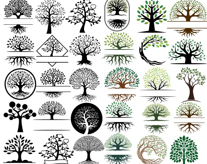 Family Tree SVG Bundle: Heart Clipart, Cricut & Silhouette Cut Files ...
