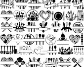 Kitchen Monogram Svg Bundle, Monogram Svg, Split Monogram Svg, Baking Monogram Svg, Cooking Svg, Potholder Png, Kitchen Svg png Files Cricut