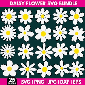 Daisy Flower SVG Bundle: Floral Clipart, Cut Files for Cricut