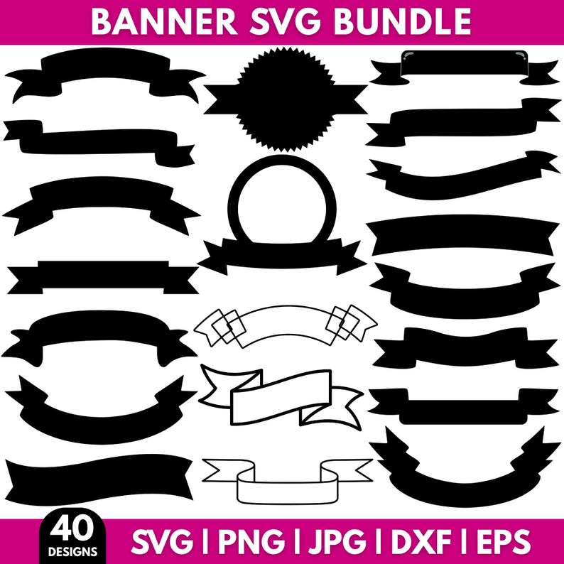 Banner SVG Bundle, Ribbon Banner Clipart, Vintage Label PNG EPS, Blank ...