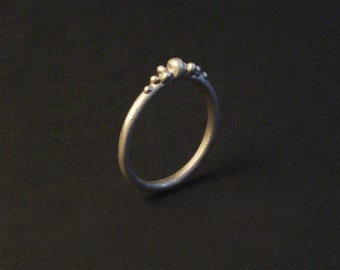 Bague en argent or blanc plaqué rhodium