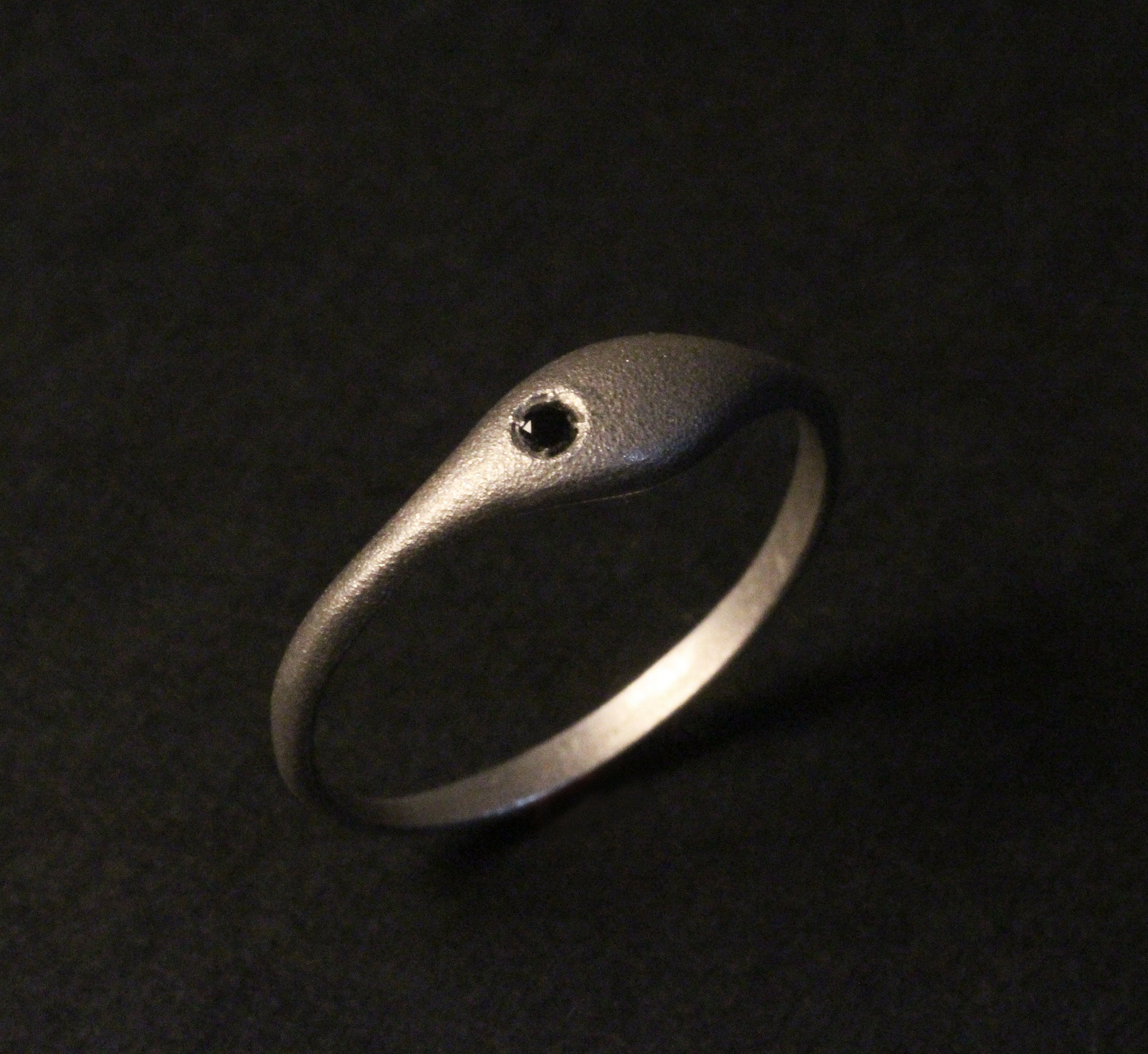 Black DIAMOND Ring sterling silver White Gold plated rhodium