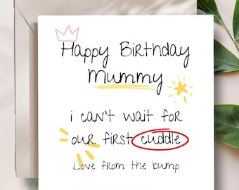 Personalised Mummy Birthday Card From the Bump - Mummy to Be Birthday Card-Best Mum Card- Scribble Birthday Card for Mum