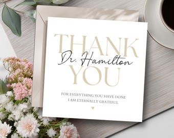 Personalised Doctor Thank You Card, Doctor Ward Thank You Card, Thank You For Your Support Card, Eternally Grateful Beige Thank You Card