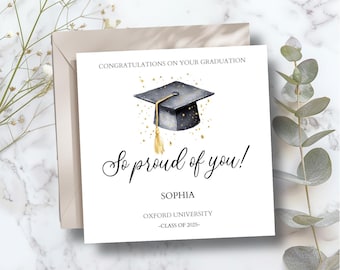 Personalised Graduation Card, Congratulations on Your Graduation Card, So Proud Of You Card, University Graduation Card For Her & Him