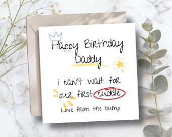 Personalised Daddy Birthday Card From the Bump - Daddy to Be Birthday Card-Best Dad Card- Scribble Birthday Card for Dad, Any Relation