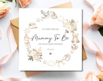 Personalised Mummy To be Baby Shower Card | Neutral Baby Shower Card for Granddaughter, Daughter to be Card, Baby Shower Gift for Boy Girl