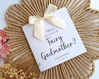 Fairy Godmother Proposal Bow Card, Luxury Godmother Proposal Card, Godparents Proposal Card, Will You Be My Fairy Godmother,Handmade Ribbon