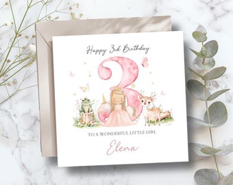 Personalised Third Birthday Card Magical Princess| 3rd birthday Unicorn card |Third Birthday Card | Pink 3rd Birthday Card For Daughter RD22