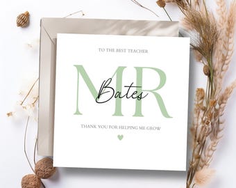 Tarjeta de agradecimiento personalizada para profesores, Tarjeta para profesores, Tarjeta de agradecimiento para profesores, Tarjeta de fin de trimestre, Diseño sencillo y elegante