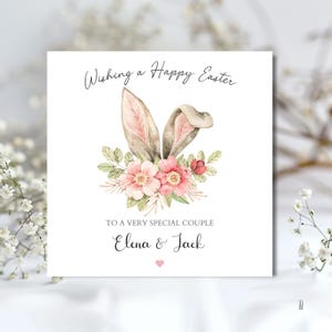 Carte de Pâques personnalisée pour couple avec lapin, carte de Pâques spéciale pour mari, femme, amis, toute relation