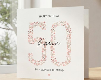 Personalised 50th Birthday Card, Fiftieth Birthday Card, Custom Birthday Card For Mum, Birthday Card for Her. Any Age Birthday Card