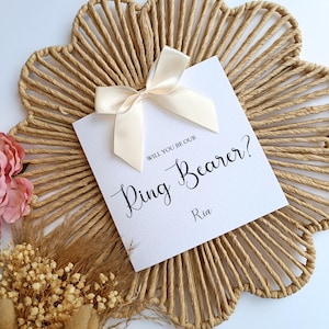 Carte Serez-vous notre porteur d'anneau, Carte de proposition de porteur d'anneau, Cartes de proposition de mariage personnalisées, Carte pour porteur d'alliances, Ruban fait main