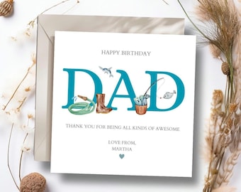 Gepersonaliseerde verjaardagskaart voor papa met vismotief - Visverjaardagskaart - Kaart voor de beste papa - Visverjaardagskaart voor papa