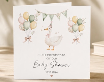 Personalised Baby Shower Card Neutral | Goose Baby Shower Card, Mummy to be Pregnancy Card, Baby Shower Gift for Baby Boy or Baby Girl