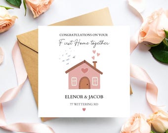 Personalised First Home Card, Congratulations on your First Home Card, First Home Together Card, Happy 1st Home Card With Address
