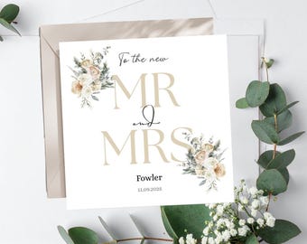 Tarjeta de boda personalizada para el Sr. y la Sra., Tarjeta para los recién casados, Tarjeta de boda neutra